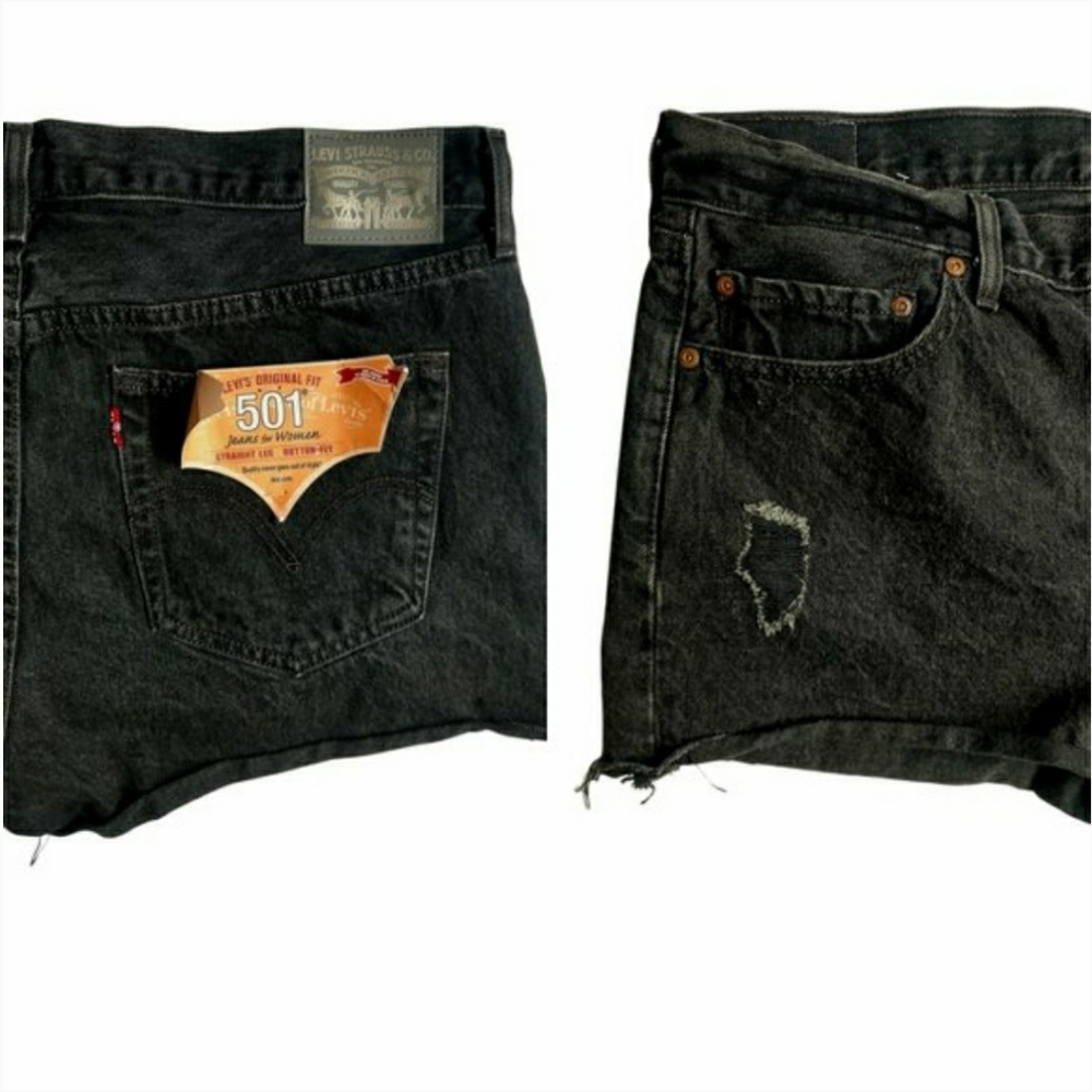 Levi’s 501 Black Denim Shorts Straight Leg  Size32